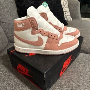 Air Jordan High-Top Sneakers in Pink and White